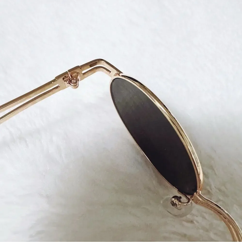Brandon Black with Gold Rim Round Sunglasses